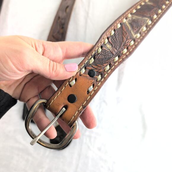 Vintage Lot of (4) Leather Western Belts Cowboy Rockabilly - Picture 5 of 11